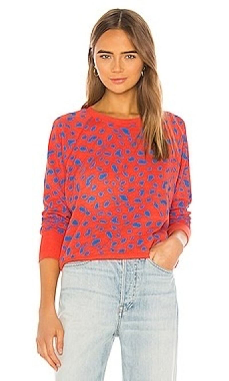 Sundry Abstract Dots Fitted Raglan Sweatshirt Size 2 / M Red Blue Sweater